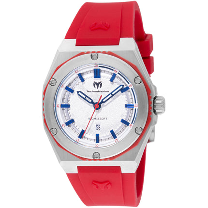 Technomarine Women's Watch - Coral Legacy Quartz Silver Dial Red Strap | TM-416051 ,