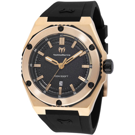 Technomarine Men's Watch - Coral Legacy Quartz Black Dial Rubber Strap | TM-416064 ,