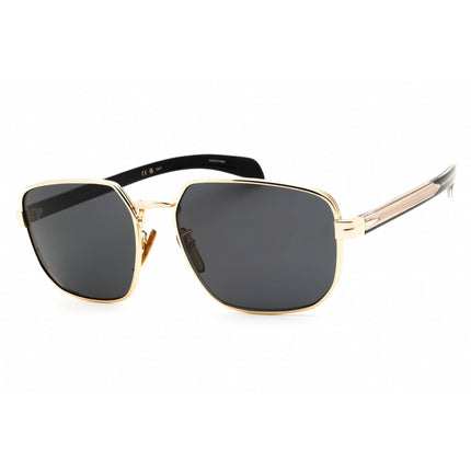 David Beckham Men's Sunglasses - Gold/Black Rectangular Frame | DB 7121/G/S 0RHL IR ,