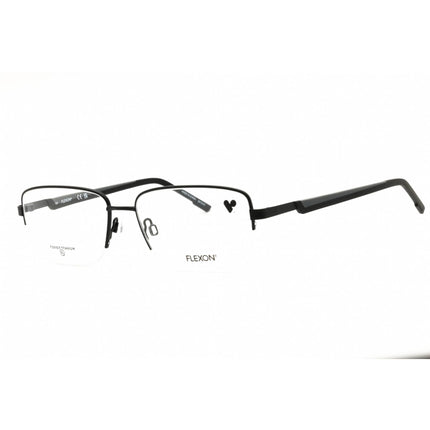 Flexon Men's Eyeglasses - Matte Black Metal Rectangular Half Rim Frame | H6084 002 ,