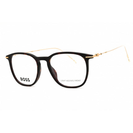Hugo Boss Men's Eyeglasses - Havana Plastic Rectangular Shape Frame | 1313 0086 00 ,