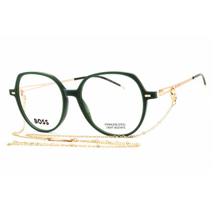 Hugo Boss Women's Eyeglasses - Green Plastic Round Shape Full Rim Frame | 1391 01ED 00 ,