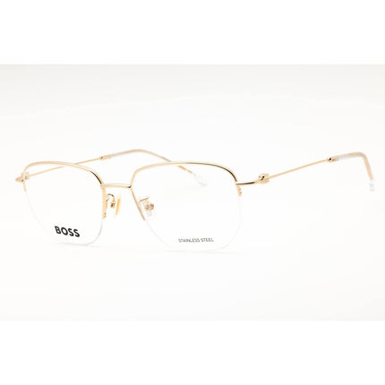 Hugo Boss Men's Eyeglasses - Gold Metal Oval Shape Half Rim Frame | 1544/F 0J5G 00 ,