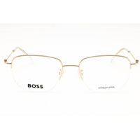 Hugo Boss Men's Eyeglasses - Gold Metal Oval Shape Half Rim Frame | 1544/F 0J5G 00 ,