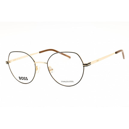 Hugo Boss Women's Eyeglasses - Gold/Black Metal Round Full Rim Frame | 1591 0RHL 00 ,