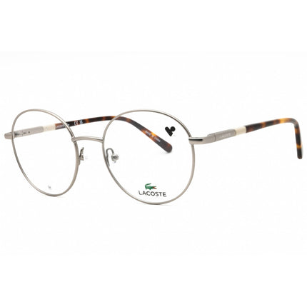 Lacoste Women's Eyeglasses - Round Light Gunmetal Metal Full Rim Frame | L2310 038 ,