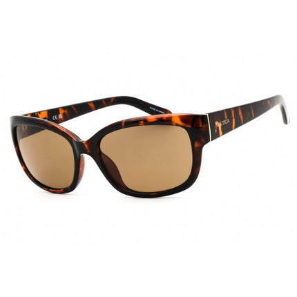 Nautica Women's Sunglasses - Dark Tortoise/Brown Rectangular Shape Frame | N2223S 206 ,