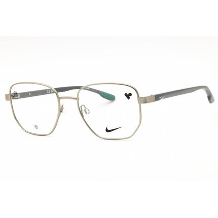 Nike Men's Eyeglasses - Satin Silver/Grey Metal Full Rim Geometric Frame | 8400 045 ,