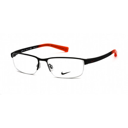 Nike Unisex Eyeglasses - Satin Black Fade Metal Half Rim Rectangular Frame | 8098 007 ,