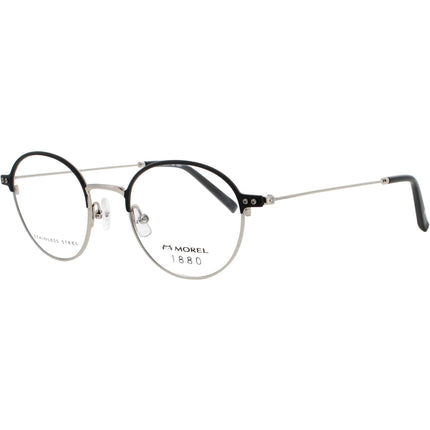 1880-Morel Men's Eyeglasses - Black/Gunmetal Metal/Acetate Round Frame | 60127M NG01 ,