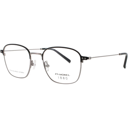 1880-Morel Men's Eyeglasses - Black/Silver Metal/Acetate Square Frame | 60129M NG07 ,