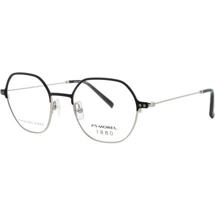 1880-Morel Unisex Eyeglasses - Black/Silver Metal/Acetate Full Rim Frame | 60130M NG11 ,