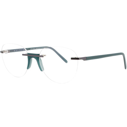 Andy Wolf Unisex Eyeglasses - Gunmetal/Opaque Forest Green Rimless Frame | GAWECKI E ,