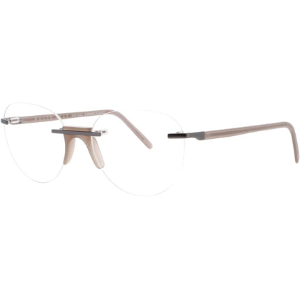 Andy Wolf Unisex Eyeglasses - Gunmetal/Opaque Brown Oval Rimless Frame | GAWECKI F ,