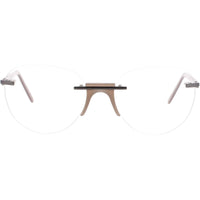 Andy Wolf Unisex Eyeglasses - Gunmetal/Opaque Brown Oval Rimless Frame | GAWECKI F ,