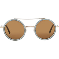 Andy Wolf Unisex Sunglasses - Light Gold/Blue Round Full Rim Frame | BLISS SUN COL H ,