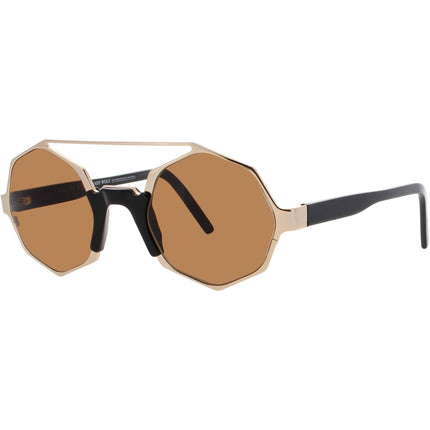 Andy Wolf Unisex Sunglasses - Gold/Black Metal/Acetate Full Rim Frame | ARLO SUN COL D ,