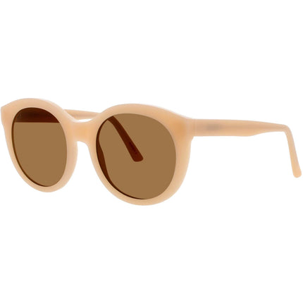 Andy Wolf Women's Sunglasses - Tan Acetate Round Shape Full Rim Frame | ZORA SUN COL G ,