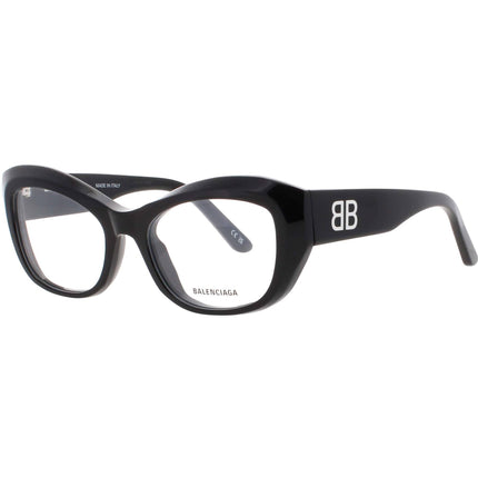 Balenciaga Women's Eyeglasses - Black Acetate Cat Eye Full Rim Frame | BB0398O 001 ,