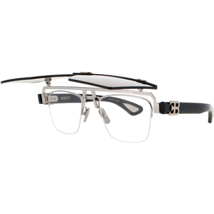 Bugatti Men's Sunglasses - Black/White Gold Metal Square Full Rim Frame | 01BRX WG ,