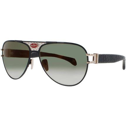 Bugatti Men's Sunglasses - Black/White Gold Metal Aviator Full Rim Frame | 11 BK/WG ,