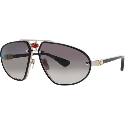 Bugatti Men's Sunglasses - Black/White Gold Metal Geometric Shape Frame | 10 BK/WG ,