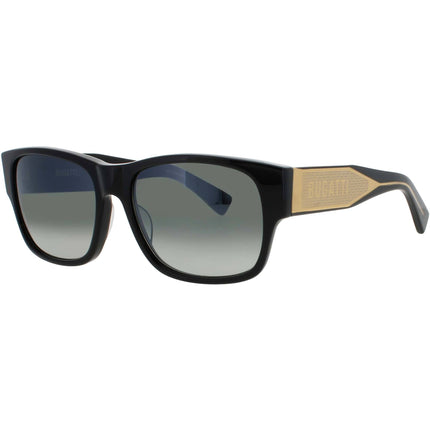Bugatti Unisex Sunglasses - Black Acetate Rectangular Shape Full Rim Frame | 12 BK ,