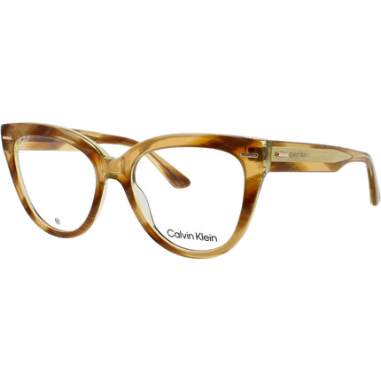 Calvin Klein Women's Eyeglasses - Striped Brown/Yellow Full Rim Frame | CK24514 216 ,