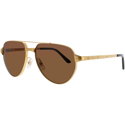 Cartier Men's Sunglasses - Gold Metal Full Rim Aviator Brown Lens Frame | CT0425S 003 ,
