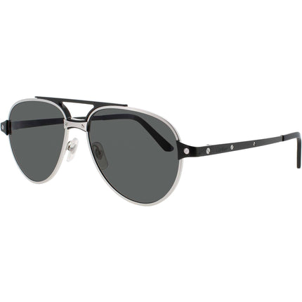 Cartier Men's Sunglasses - Silver Metal Full Rim Aviator Shape Frame | CT0476S 004 ,