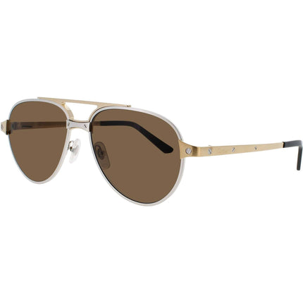 Cartier Men's Sunglasses - Silver Metal Full Rim Aviator Shape Frame | CT0476S 008 ,