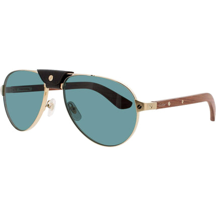 Cartier Men's Sunglasses - Gold Metal Full Rim Aviator Green Lens Frame | CT0495S 002 ,