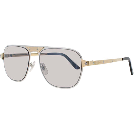 Cartier Men's Sunglasses - Silver Metal Full Rim Aviator Shape Frame | CT0532S 005 ,