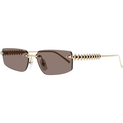 Cartier Unisex Sunglasses - Gold Metal Rimless Rectangular Shape Frame | CT0544S 002 ,