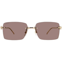 Cartier Women's Sunglasses - Gold Metal Rimless Rectangular Shape Frame | CT0545S 003 ,