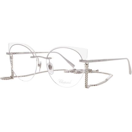 Chopard Women's Eyeglasses - Silver Plastic Half Rim Round Frame | IKCHF70-0579-56_D ,