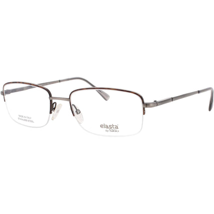 Elasta Men's Eyeglasses - Havana/Grey Stainless Steel Rectangular Frame | E 7244 0AB8 ,