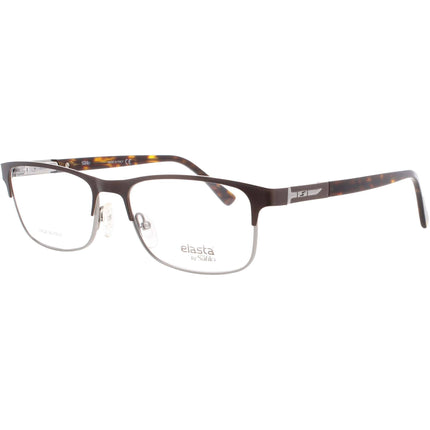 Elasta Unisex Eyeglasses - Silver/Brown Metal Full Rim Rectangular Frame | E-7227 NCJ ,
