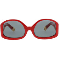 Jacquemus Unisex Sunglasses - Red/Gold Plastic Full Rim Geometric Frame | JAC15C2SUN ,