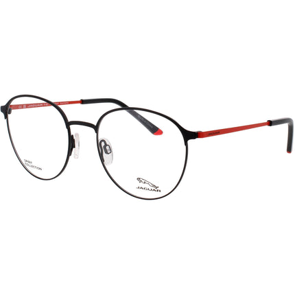 Jaguar Men's Eyeglasses - Black Metal Full Rim Round Clear Lens Frame | JG33623 6100 ,