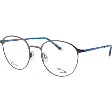 Jaguar Men's Eyeglasses - Grey Metal Full Rim Round Clear Lens Frame | JG33623 6500 ,