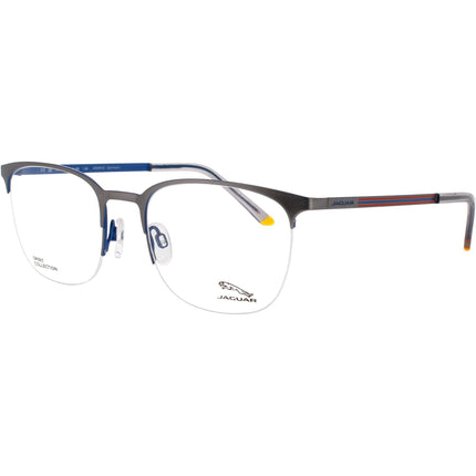 Jaguar Men's Eyeglasses - Grey Metal Half Rim Oval Clear Lens Frame | JG33624 6500 ,