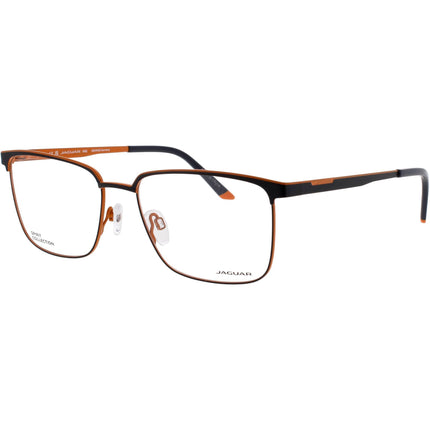 Jaguar Men's Eyeglasses - Black/Orange Metal Full Rim Rectangular Frame | JG33638 3100 ,