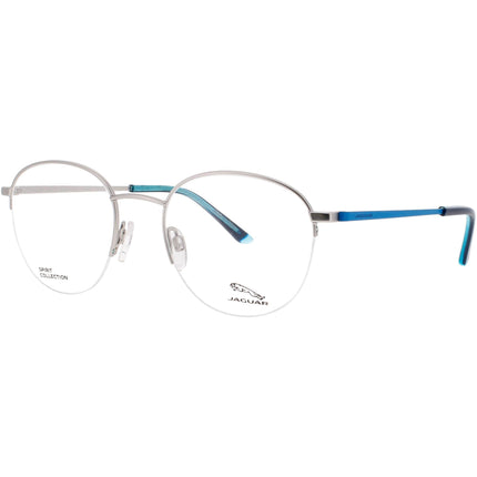 Jaguar Men's Eyeglasses - Silver Metal Half Rim Round Clear Lens Frame | JG33622 1000 ,