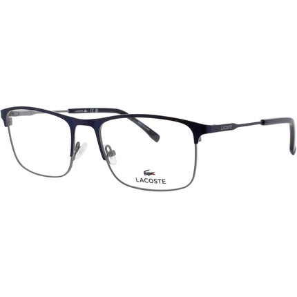 Lacoste Men's Eyeglasses - Square Matte Blue/Grey Metal Full Rim Frame | L2252 424 ,
