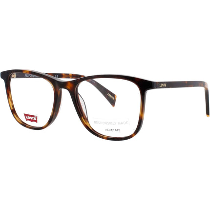 Levi's Unisex Eyeglasses - Square Havana Plastic Full Rim Frame | LV 1003 05L ,