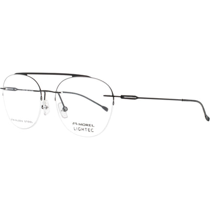 Lightec-Morel Men's Eyeglasses - Black Stainless Steel Half Rim Frame | 30219L NN07 ,