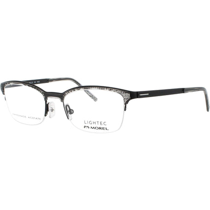 Lightec-Morel Men's Eyeglasses - Cat Eye Black Acetate Half Rim Frame | 30031L NN02 ,