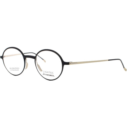 Lightec-Morel Men's Eyeglasses - Round Black/Gold Beta Titanium Frame | 30077L ND22 ,