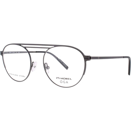 Oga-Morel Men's Eyeglasses - Navigator Grey Stainless Steel Frame | 10136O GN08 ,